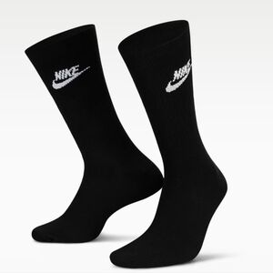 Nike Black Crew Socks with White Logo - Men 2 Pairs